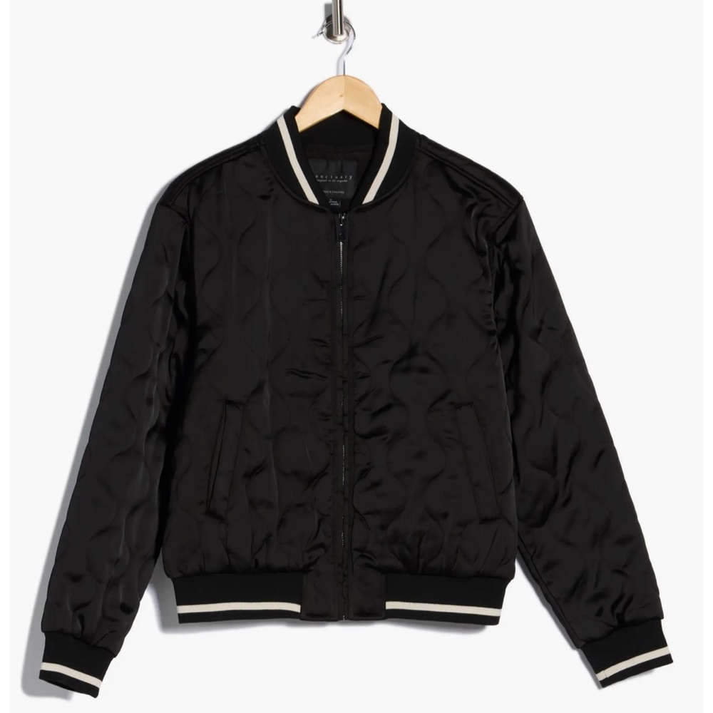 Modern Supply by Sanctuary Black Quilted Bomber Jacket Size Small - Picture 3 of 11